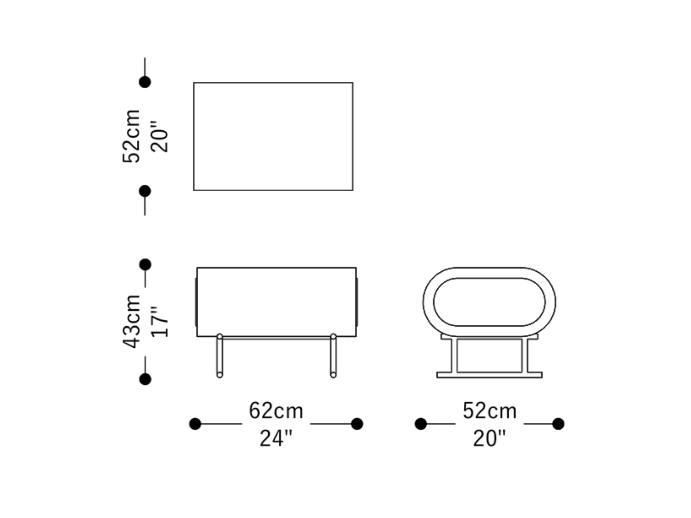 Image of the main dimensions of the product
